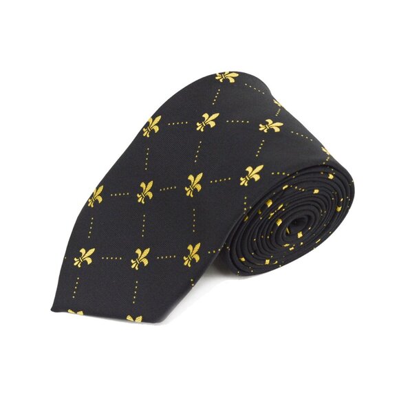 Neck Tie - Men's - Fleur De Lis/ Black /Gold - NWT - Picture 1 of 4